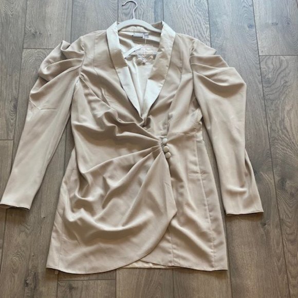 ASOS DESIGN mini drape front tux dress- Taupe - Picture 4 of 6